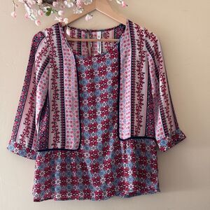 NY Collection Petite Blouse Women Floral Paisley Boho size Petite XS